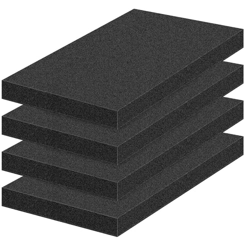 MYFAMIREA 4 PCS Polyurethane Foam Sheets, 16" L x 12" W x 1.6" T, High Density Cushion Foams for Packing, Craft, Black