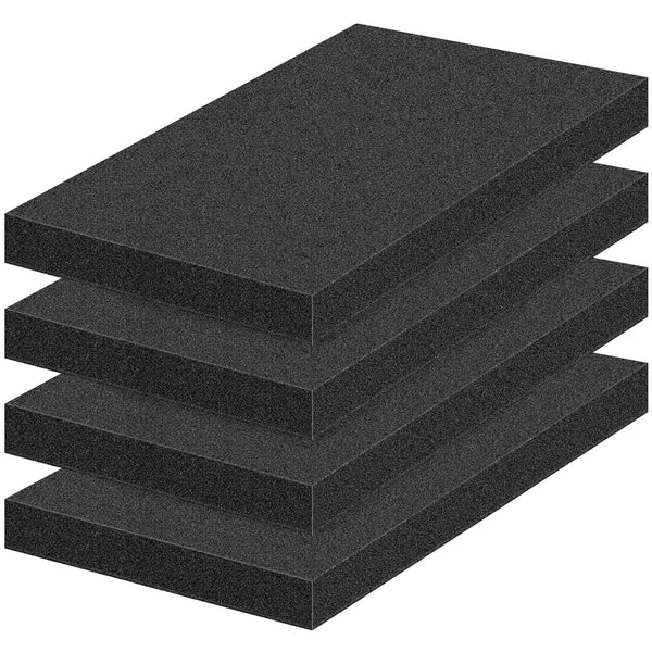 MYFAMIREA 4 PCS Polyurethane Foam Sheets, 16" L x 12" W x 1.6" T, High Density Cushion Foams for Packing, Craft, Black