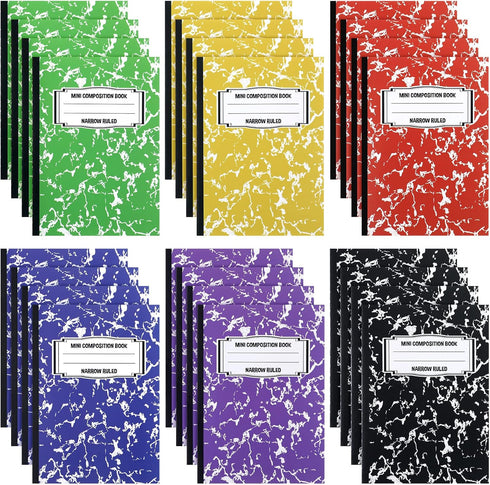 Mini Composition Notebook, Cute Marble Notebooks, Pocket Sized Journals, 24 Pieces for Kids, College, School, Office