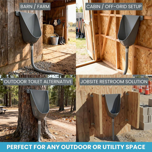 Waterless Urinal with Hose - UV Resistant Outside Urinal, Outdoor Plastic Urinals, Outdoor Toilet, Garage Urinal, Urine