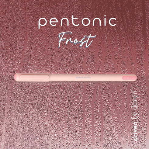 Pentonic Ballpoint Pens, 10 Count, Frosted Pale Pink Barrel with Red Ink, 0.7 mm Fine Point