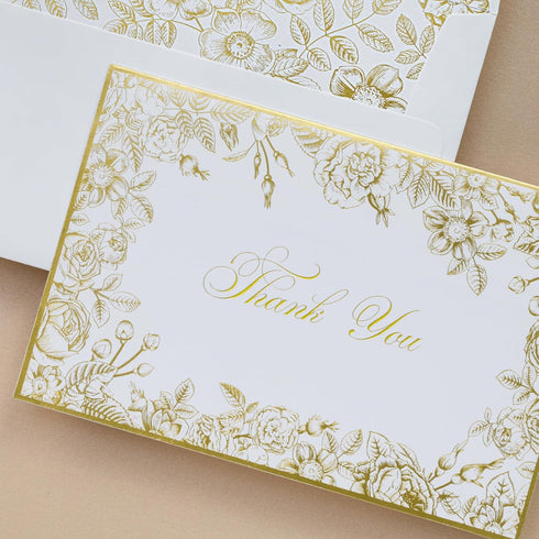 50 Pack 4x6 Inches ponatia Floral Thank You Cards With Envelopes, Gold Foil Greeting Notes with Envelopes & Stickers