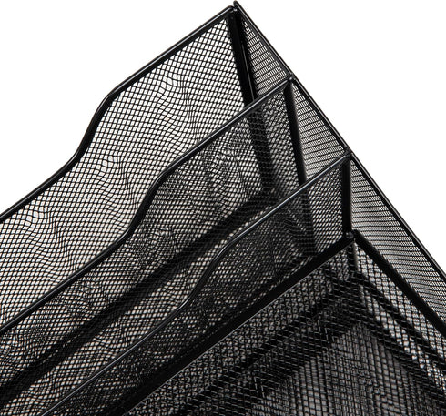 Mind Reader File Organizer, Set of 2, Metal Mesh Desk Organizer, Storage Paper Tray, 12.5"L x 11.5"W x 9.5"H, Black