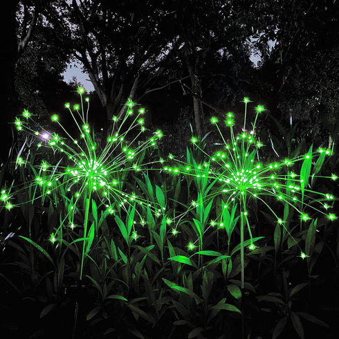 JJGoo Solar Garden Lights, 2 Pack 120 LEDs Solar Firework Lights with 2 Lighting Modes for Outdoor Waterproof Decoration