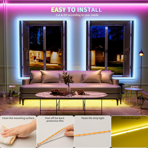 5V 4.92ft/1.5m PAUTIX USB COB RGB LED Strip Light Color Changing Light Strips,TV Backlight Multicolor Flexible Under