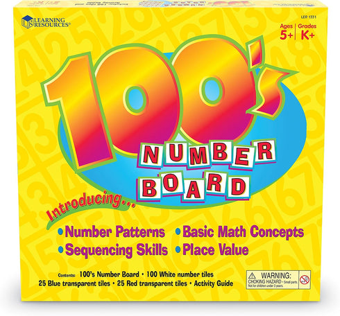 Counting Kids,151 Set, 5+ Learning Resources Hundred Number Board, Early Math, Games for Piece Ages