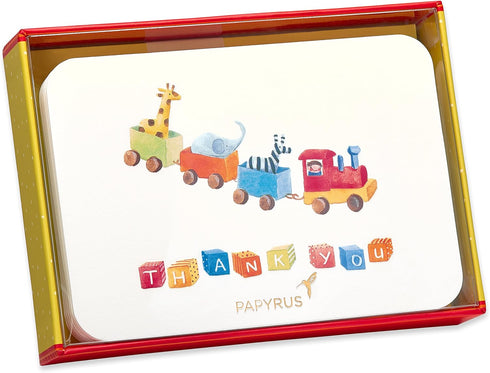 Papyrus Baby Thank You Cards with Envelopes, Toy Train Design (12-Count)