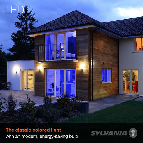 SYLVANIA A19 Blue Glass Filament LED Light Bulb, 4.5W Efficient, 40W Equivalent, Dimmable, E26 Medium Base - 1 Pack