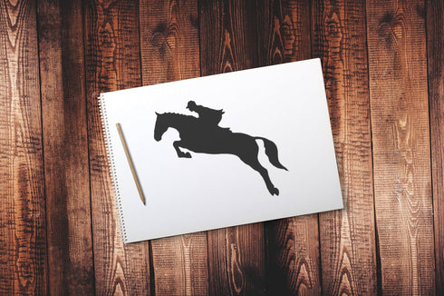 Reusable Horse Jumping Stencil 11" x 8.5" - Custom Equestrian Design for Crafts