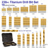 Metric 230 Pieces Titanium Twist Drill Bit Set, 135° Tip High Speed Steel, Ideal for Wood, Cast Iron, and Plastic