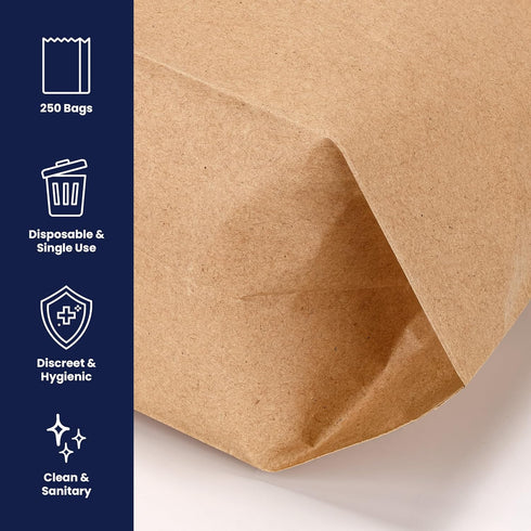 HS-6141 250 Count Units,9.25 10.5 3.25 Hospeco Waxed Kraft Receptacle Liner Bags, - Moisture-Resistant Feminine Hygiene