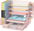 DALTACK Mesh Desk Organizer, 5-Tier Paper Letter Tray with File Holder, Pen Holder & Sliding Drawer for Office Supplies