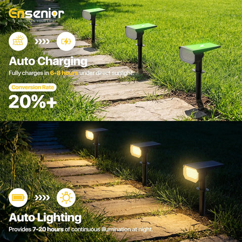 56 3000K IP65 4 Pack Ensenior Solar Spotlights Outdoor, LEDs Brightness Adjustable LED Solar Garden Lights, Halloween