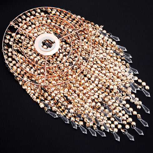8.7 inches, 3 Waneway Acrylic Chandelier Shade, Ceiling Light Shade Beaded Pendant Lampshade with Crystal Beads
