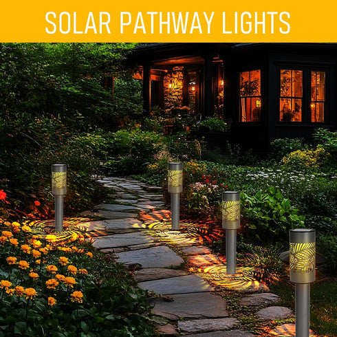 12 Pack Dazzle Bright Solar Pathway Lights Outdoor, LED Warm White Waterproof Solar Powered Landscape Lights