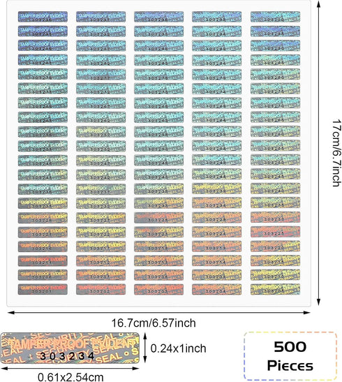 500 0.24 1 Inch Marspark Pieces Silver Security Tamper Evident Seals Stickers Void Original Genuine Authentic Hologram