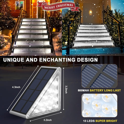 IP67 2PK AUDLES LED Solar Step Lights Waterproof Outdoor Stair Lights, Solar Deck Light Outdoor Decor Solar Decoration