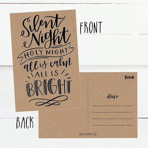 Hadley Designs 50 Kraft Holiday Greeting Cards, Cute Fancy Blank Winter Christmas Postcard Set, Bulk Pack