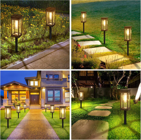 2-Pack BesLowe Solar Pathway Lights Outdoor, Large LED Solar Light Outdoor Waterproof, Super Bright Outside Lights