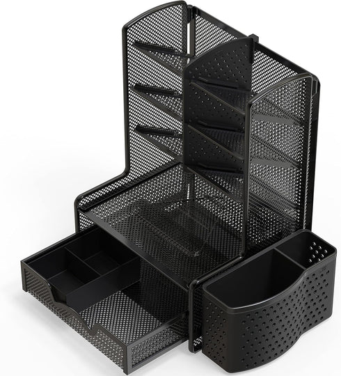 Simple Houseware SHW 6-Compartment Desktop Organizer with Drawer, Black