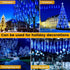 144LED 8 Meteor Shower Lights, Blue Holiday Outdoor Illumination with Tubes, Waterproof Hanging Display for Garden Yard