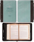 Light Blue and Brown Faux Leather Fashion Bible Cover | Blessed is She Who Has Believed Luke 1:45 | Large Book Cover