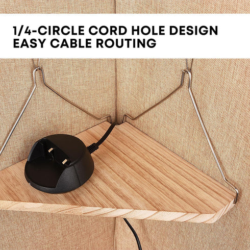 onsogi 2 Pack Fabric Wall Cubicle Corner Shelf with Hooks for Work Decor, Wooden Cubicle Organizer Storage Shelf