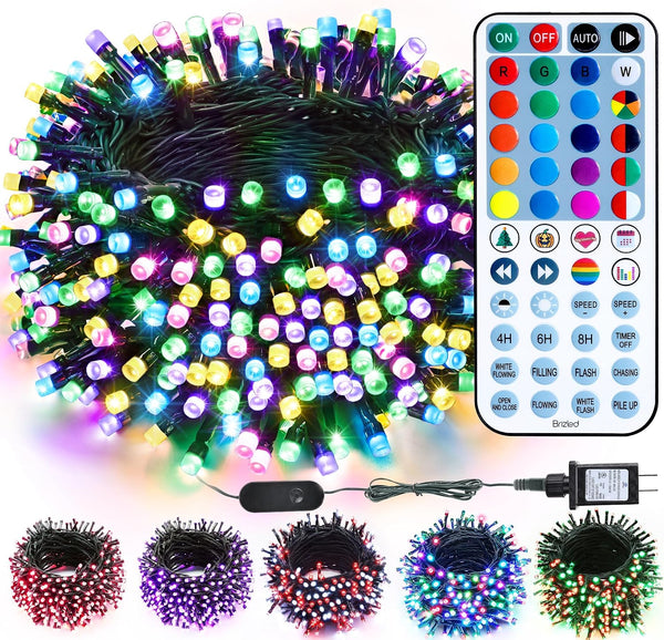 Brizled Christmas String Lights, 33ft 100 LED Color Changing Christmas Lights with