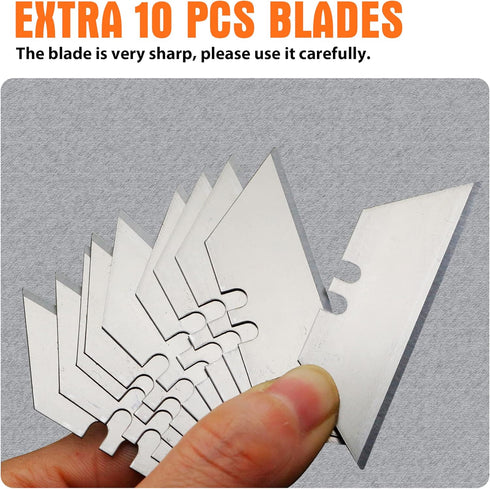 XW Retractable Utility Knife, Box Cutter Set with Quick Blade Change, Extra 10 Blades Included, 6-Pack