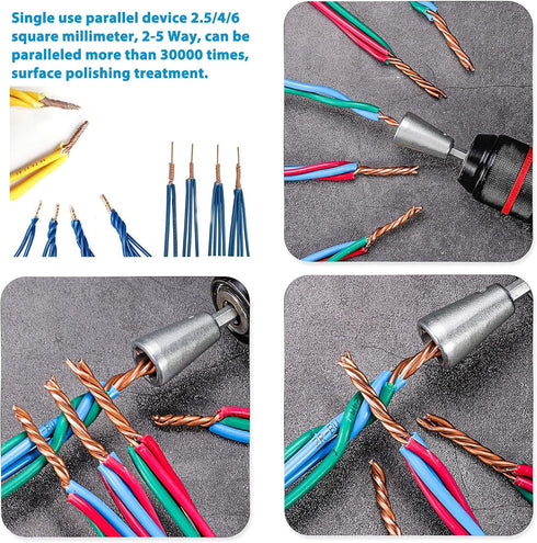 Wire Twister Tool for Drill, 2 PCS Wire Stripper Tool Wire Twister Tool, Electric Wire Twister Tool for Drill, 6mm Hex Shank Cable Quick Stripping, Portable Wire Nut Twister for Power Drill