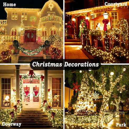 197FT 500 8 KNONEW LED Christmas Lights Outdoor String Lights Modes & Memory Fairy Light Plug in Waterproof LED String