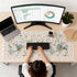 OUNNTC Aesthetic Pink Floral Desk Pad, XXL Large Mouse Pad for Desk with Anti-Slip & Stitched Edges, Keyboard Mat