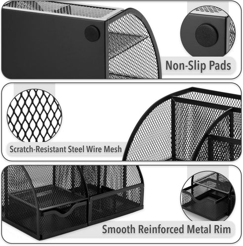 Mr. Pen Mesh Desk Organizer, Black, Pen Holders and Pencil Organizer for Desk Supplies