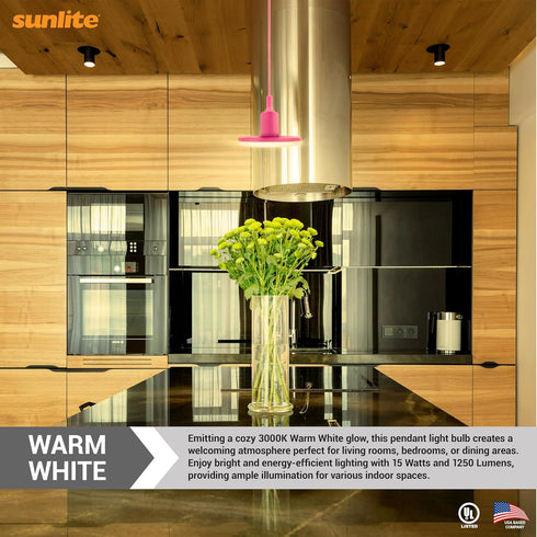 Bulbs, 15 1250 3000K E26 120 110 Sunlite LED UFO Pendant Light Watts, Lumens, Warm White, Medium Base, Volts, Degree