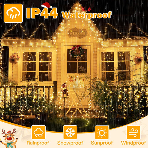 720LED 60FT, 8 Dimmable, Ollny Icicle Lights for Outside Warm White Christmas Lights with Remote Modes Waterproof