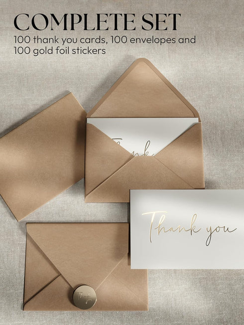 Twistionery Set 100 4x6 Thank You Cards & Envelopes of - Wedding, Baby Shower & More - Blank Cards