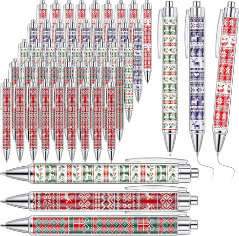 Cholemy 200 Pcs Christmas Pens Bulk, Xmas Theme Ballpoint Pens, 0.7mm Black Ink for School Office Home Gift