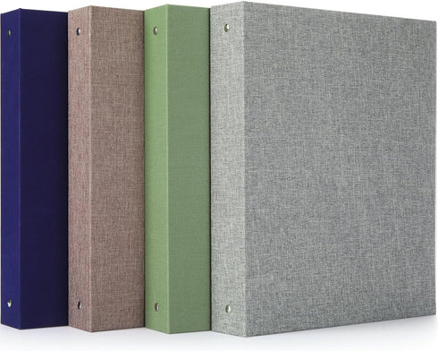 Chuangdi 4 Pcs 3 Ring Binder - Linen Cover, 1.25 inch Durable Round Rings for 8.5 x 11 Inch Paper, 4 Colors