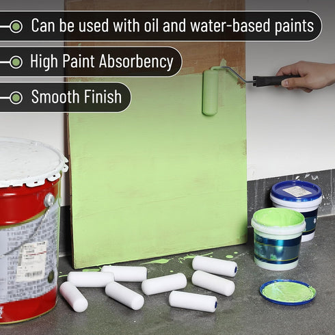 4 Inch Set, 18 1x 3X 1x 5X 5X 3X (1", 2", 3") Bates- Paint Roller pcs, Plastic Paint Tray, Disposable Tray Liners
