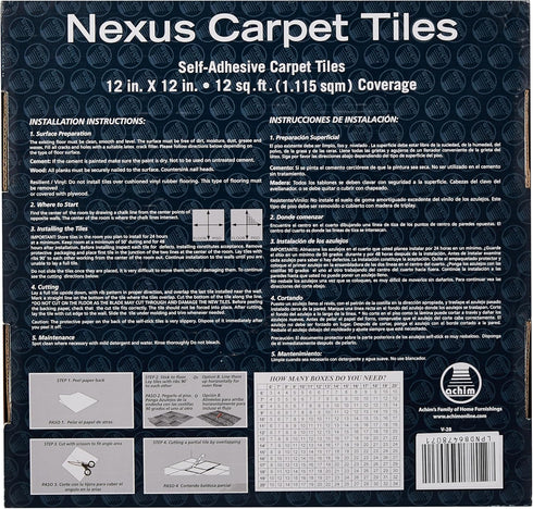 Nexus Self Adhesive 12-Inch Carpet Floor Tiles, 12 Tiles - 12" x 12", Tan Peel & Stick DIY Flooring for Home