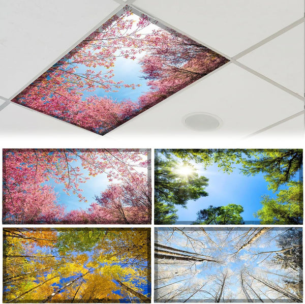 CASYUNE 4pcs Fluorescent Light Covers - Light Covers for Ceiling Lights Classroom Magnetic