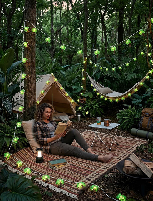 8.5Ft 10 Summer Palm Tree Lights Outdoor, Patio Lights String with LED Beach Themed Lights for Indoor Bedroom Tiki