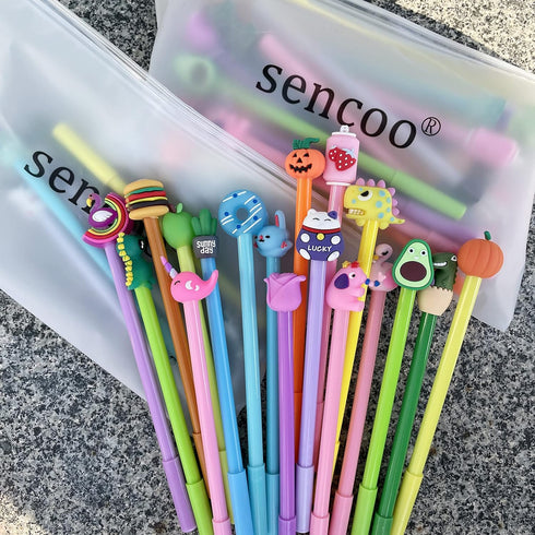sencoo 24 Pack Cute Cartoon Gel Black Ink Pens, Assorted Styles for Kids Birthday Present, School Prize, Fun Girl Pens