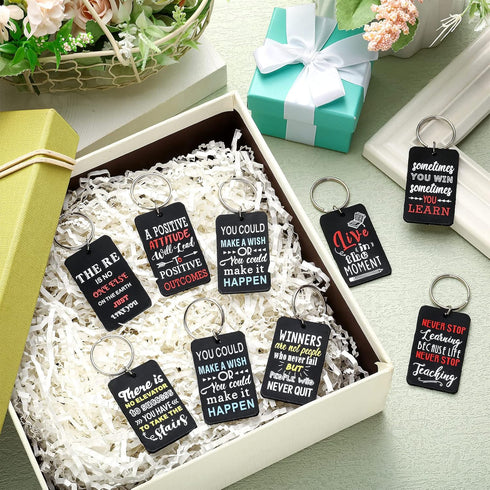 Funtery 18 Pcs Motivational Keychains, Bulk Inspirational Gifts for Employees, School Thank You for Coworkers