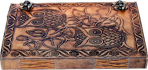 Owl Journal, Leather Owl Emboss Journal, 240 Pages Handmade Paper Journal, Vintage Brown