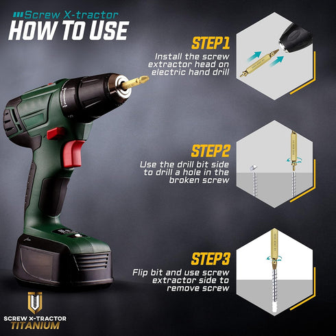 Damaged Screw Extractor Kit, 6 Piece Titanium Set for Hassle-Free Broken Bolt and Screw Removal
