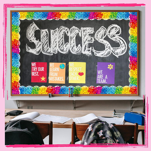 ERKE 60 Feet Bulletin Board Borders, Confetti Scalloped Rolled Border Trim for School, Classroom & Office Decoration