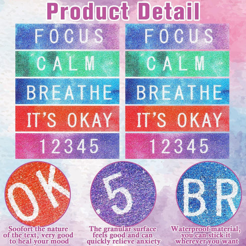 Crtiin 160 Pcs Anxiety Sensory Stickers, Inspirational Quotes, Textured Strips for Mental Health