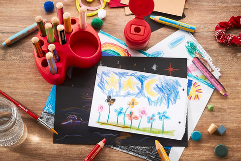 STABILO Multi-Talented Pencil Woody 3 in 1, Deskset of 15, 10 x Woody, 2 x Woody Pastel, 3 x Woody Duo