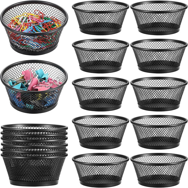 Fumete 12 Pcs Paper Clip Holder, Mesh Paperclip Holder for Desk, Metal Binder Clip Dispenser for Office Supplies